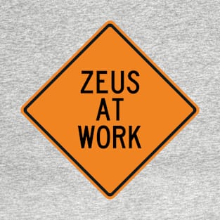 Zeus at Work Funny Warning Sign T-Shirt